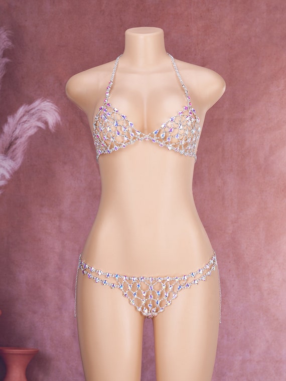 Body Chain for Women Ornament Bling Crystal Mesh Bra Jewelry Chain Rhinestone Adjustable Size Shoulder Body Chain Jewelry Set 2PCS Etsy