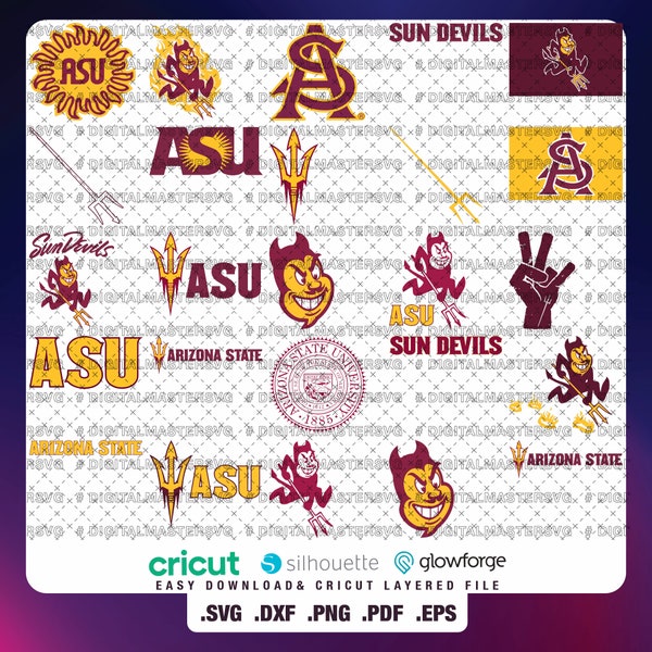 Mega Team 01 - Arizona State University SVG, Sun Devils SVG, College, Athletics, Football, Basketball, ASU, Mom, Dad, Game Day