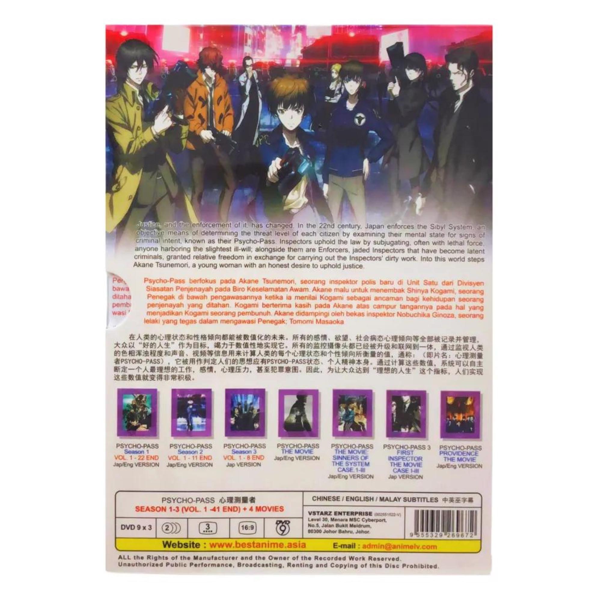 Anime DVD Psycho-pass Season 1-3 (vol. 1-41 End) + 4 Movies