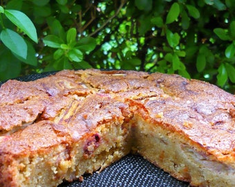 Recipe chocolate cake with almond paste and rubarbe