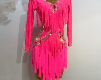 chinese dress ladies gracecompanycrafts Light Pink Asymmetric Latin Dance Dress – One-Shoulder Design S / As Pictured main image 0