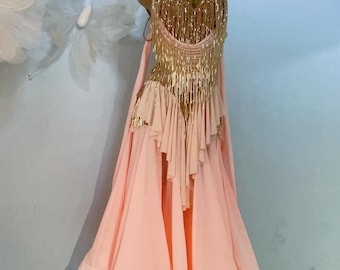 Custom Made Smooth Dance 40 Kleuren Dames Meisjes Ballroom Parels en Kristallen Standaard Jurk Professioneel Kostuum Chacha Tango Roze Goud