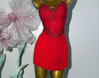 Custom Made to order Latin Dress 40 Colors to Choose Women Kids Girls Fringe Latin Dance  Professional Competition Dress Red