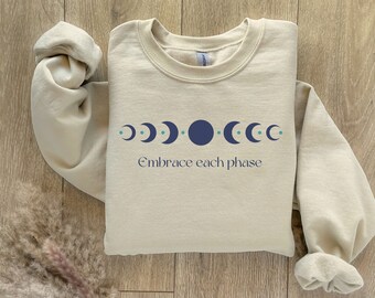 Moon Phases Sweatshirt, Celestial Pullover, Sweatshirt Women, Spiritual Sweater, Astrology Pullover / Shirt, Gift