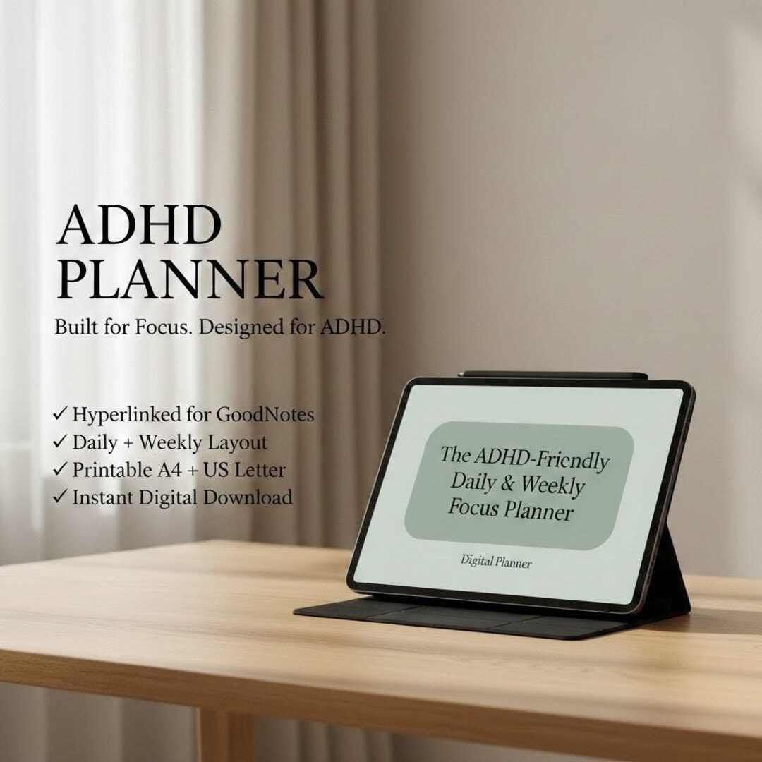 2026 ADHD Digital Planner | Daily Weekly Focus (hyperlink for Goodnotes ...