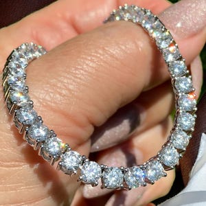 Tennis Chain Real Solid 925 Sterling Silver | Iced Out CZ Necklace 3mm 4mm 5mm | Sparkling Jewelry Gift for Men and Women