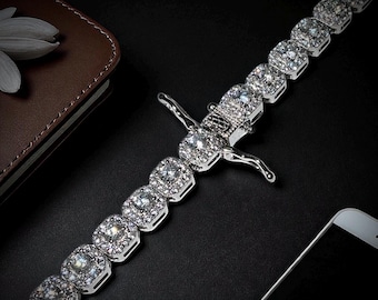 6mm Diamond CZ Ice Cube Tennis Bracelet | 925 Sterling Silver Hip