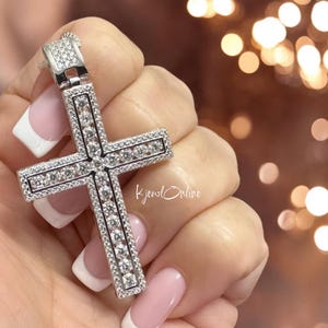 VVS D Moissanite Cross Pendant | 1.50 CTW, Unisex Hip Hop Iced Out Bling | 925 Sterling Silver | Passes Diamond Tester | Perfect Gift