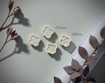 Moissanite Clover Stud Earrings | 12mm Elegant Design | VVS 925 Sterling Silver | Luxury Gift for Her