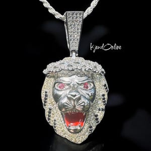 Hip Hop Two-Tone Lion Pendant | 925 Sterling Silver | Bold Icy CZ Men’s Statement Jewelry