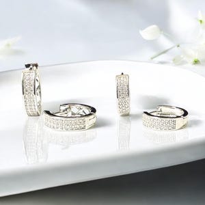 Mens & Women’s Moissanite Hoop Earrings | 925 Silver Huggies | VVS Moissanite | Passes Diamond Tester | Birthday, Anniversary, Wedding Gift