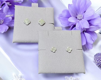 Elegant Moissanite Clover Stud Earrings, VVS1 D Moissanite in 925 Sterling Silver, Four Leaf Clover Design, Perfect Gift for Her