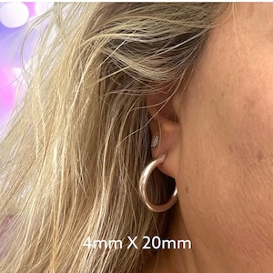 925 Solid Sterling Silver Hoop Earrings | Thick Silver Hoops 3mm, 4mm, 5mm, 6mm | Plain Chunky Round Hoops