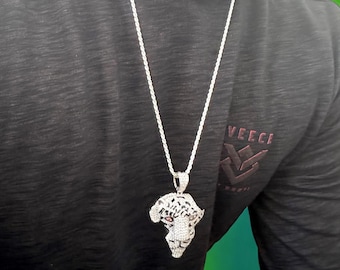 Iced Out Tiger Head Pendant | 925 Sterling Silver Hip Hop Necklace | CZ Pave Gemstones & Black Enamel