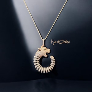 Panther Pendant Sterling Silver | Rose Gold-Plated CZ  Necklace | Aesthetic Luxury Gift for Men & Women