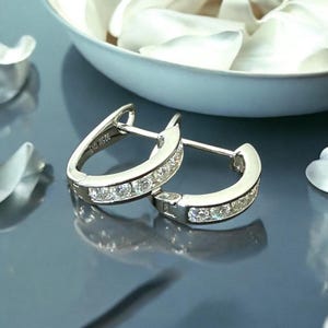 Moissanite Huggie Hoop Earrings | 11mm VVS  Prong Set Hoops | Passes Diamond Tester | 925 Sterling Silver Earrings for Women & Men
