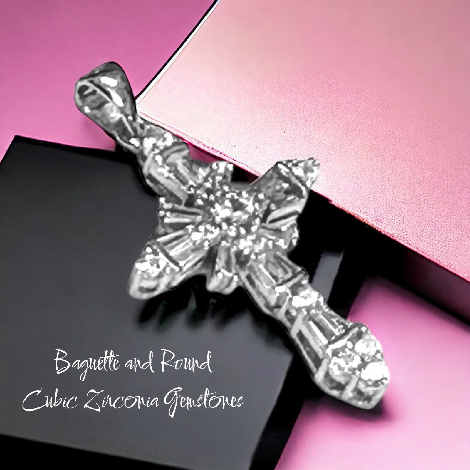 Cross Pendant, Cubic Zirconia Cross, 925 Sterling Silver, Religious ...