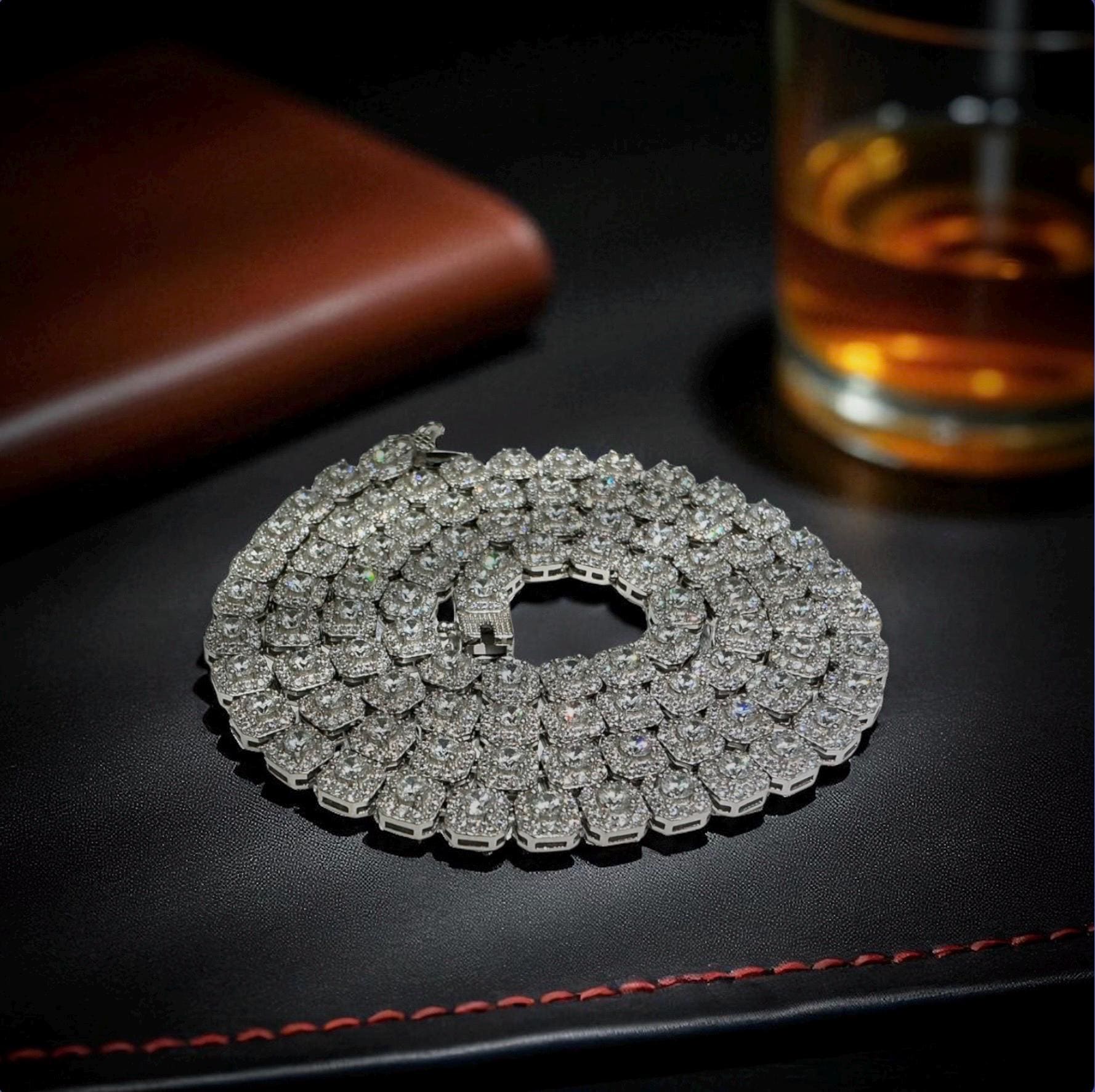 6mm Cubic Zirconia Necklace/ Iced Out Ice Cube Tennis Chain/ Solid