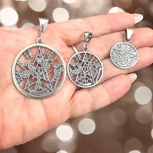 Tetragrammaton Pendant | 925 Sterling Silver Oxidized Spiritual Protection Amulet | Pentagram Necklace for Balance and Harmony