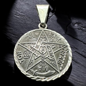 Ancient Tetragrammaton Amulet | Oxidized 925 Sterling Silver Pendant | Mystical Pentagram for Spiritual Energy