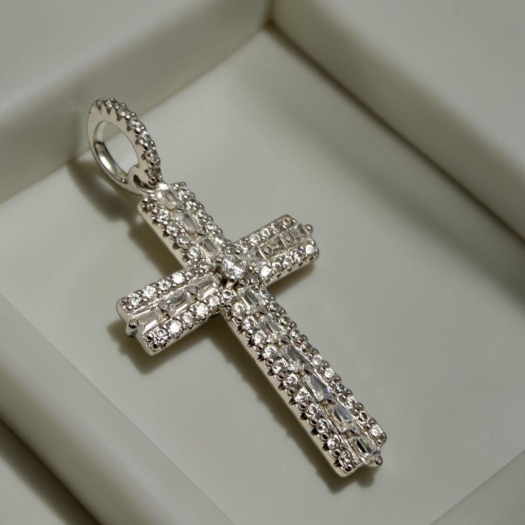Cross Pendant, Cubic Zirconia Cross, 925 Sterling Silver - Etsy