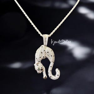 Panther Pendant 925 Sterling Silver | Pave CZ Big Cat Necklace | Luxury Animal Jewelry Gift