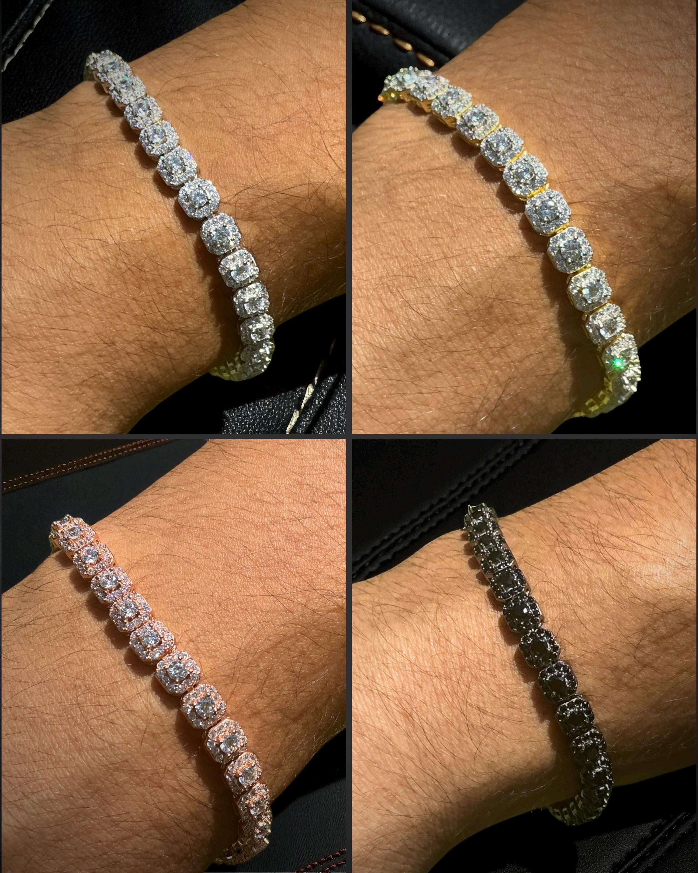 6mm Diamond CZ Ice Cube Tennis Bracelet | 925 Sterling Silver Hip