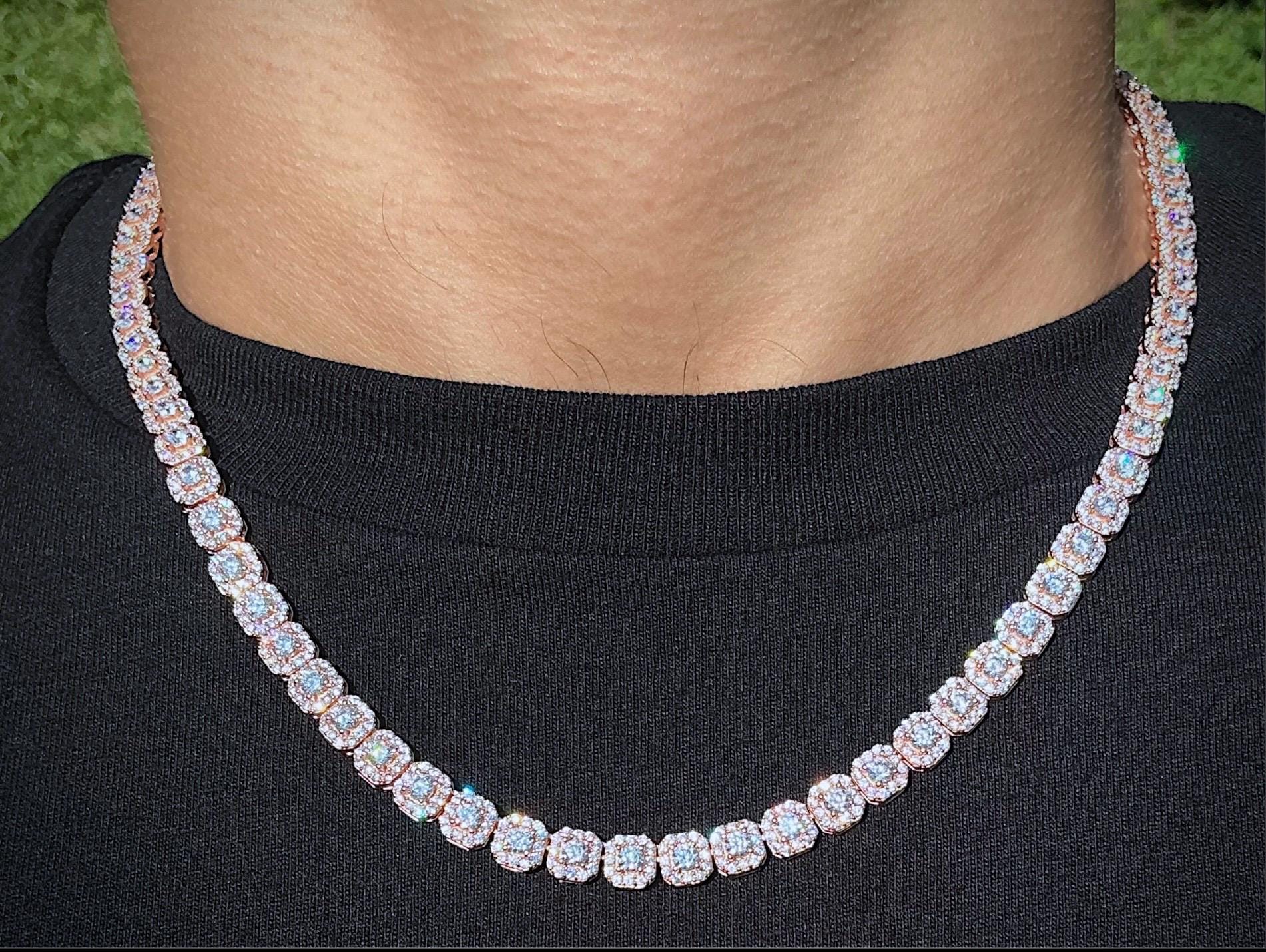 6mm Cubic Zirconia Necklace/ Iced Out Ice Cube Tennis Chain/ Solid