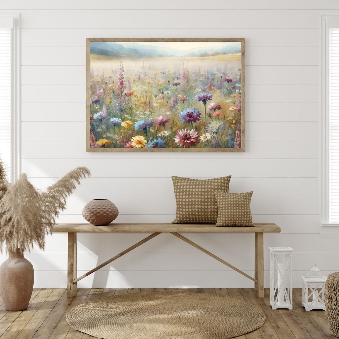 Vintage Landscape Wildflower Field Unframed Poster Print Wall Art ...