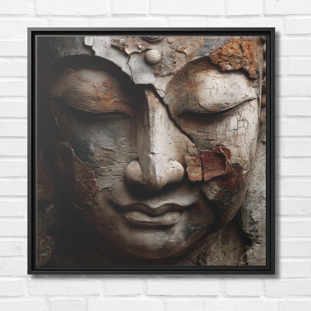 Framed Buddha Canvas Wall Art | Zen Meditation Decor | Spiritual Face ...