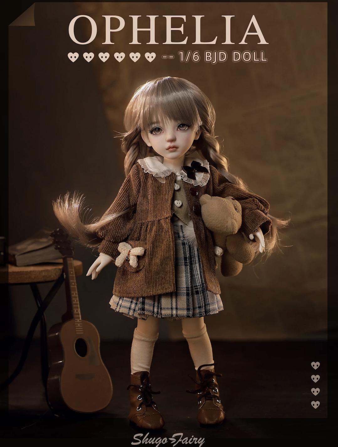 Ophelia 1/6 BJD Doll: Student Plaid Skirt Fullset, Anime Fairy