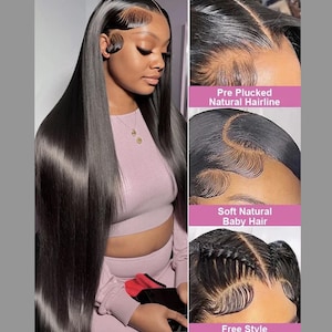Perruques de cheveux humains avant de lacet HD droites 13x6 perruques de cheveux humains frontales en dentelle transparente pré-cueillies perruques de dentelle HD pour les femmes
