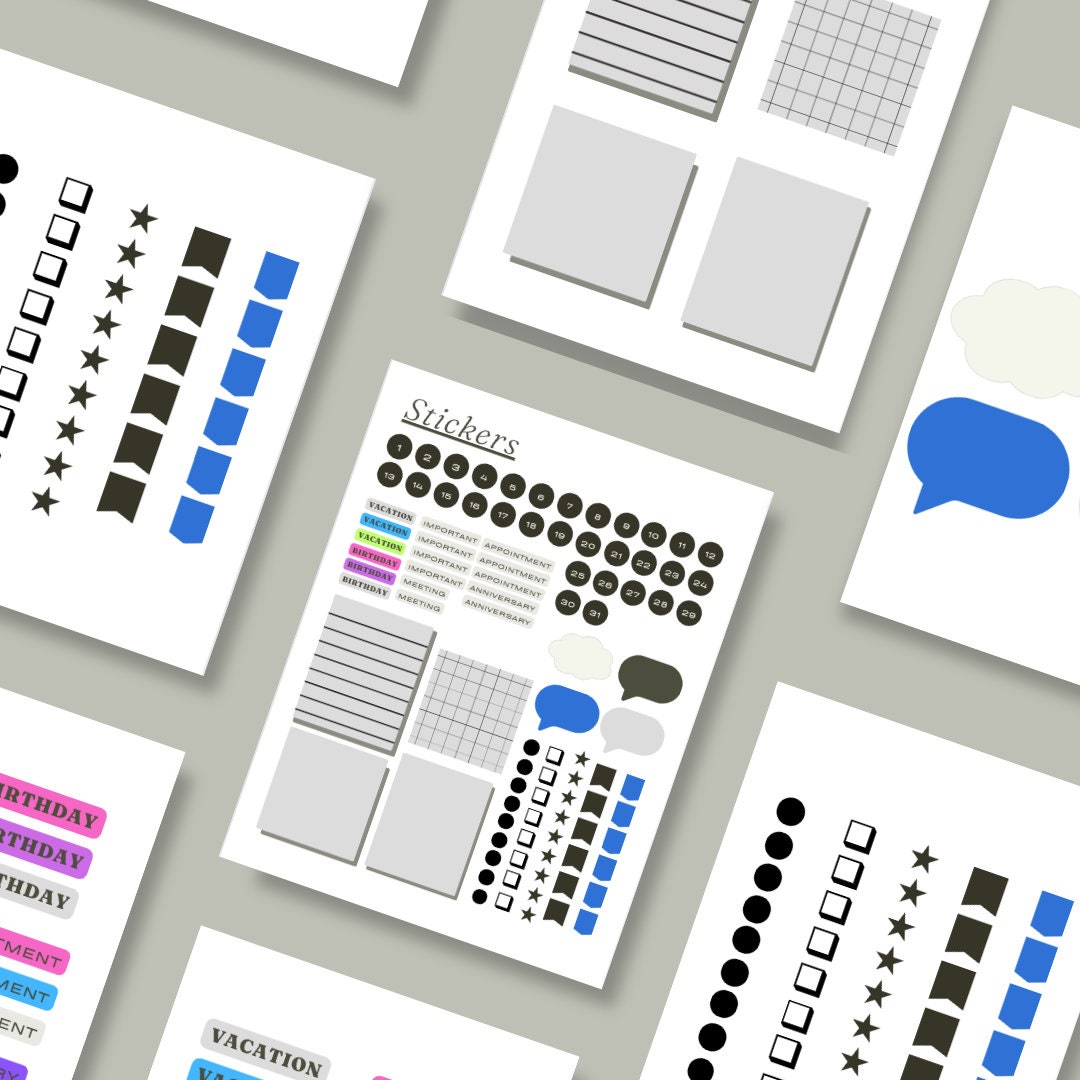 Aesthetic + Minimalist Digital Stickers for Digital Planners - Etsy