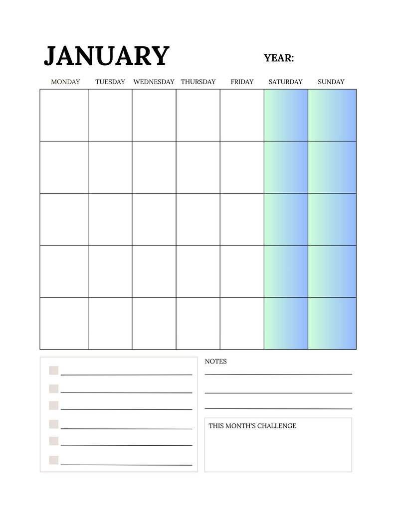Printable Minimalist Monthly Calendar Journal - Etsy