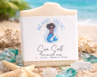 Savon artisanal au sel de mer | Pain au parfum frais de l'océan, hydratant, peau sensible