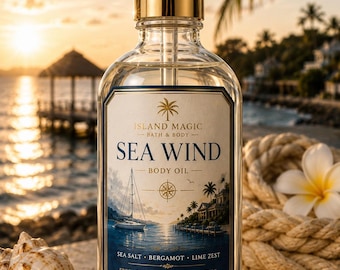 Sea Wind Luxus-Körperöl | Küsten-Körperöl | Weißer Tee & Bergamotte | Feuchtigkeitsspendendes Pflegeöl | Tropische Hautpflege | Inselzauber