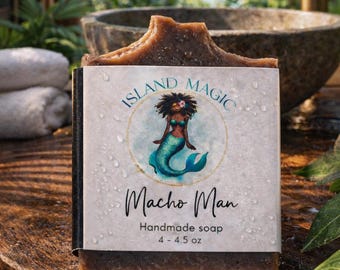 Savon artisanal Macho Man | Barre boisée parfumée d'agrumes, masculine (4-4,5 oz)