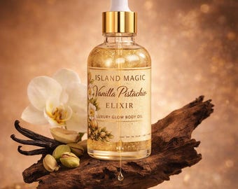 Huile corporelle vanille pistache - élixir éclat de luxe, parfum chaud et crémeux