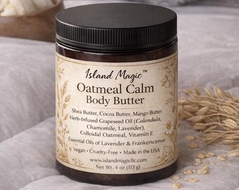 Beurre corporel Calm à l'avoine pour peau sensible | Crème hydratante fouettée végétalienne - 6 oz