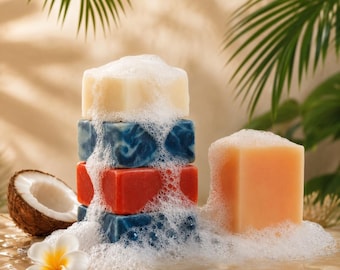 Mix & Match Seifen-Set – 5 handgemachte vegane Seifen zur Auswahl – Geschenkset – Für empfindliche Haut – Inselzauber
