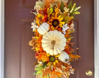 Autumn Elegance: Floral Door Swag/Table Centerpiece - Handcrafted Fall Wreath