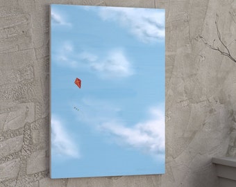 Sky With Red Kite, Original R.P.M.S. Digital Artwork, Digital Prints Download, Digital Download Wall Print, Wall Decor, Printable Art