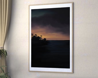 Beach At Night, Oil, Original R.P.M.S. Digital Artwork, Digital Prints Download, Digital Download Wall Print, Wall Deco, Printable Art