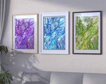 3 Variations Water Abstract, Original R.P.M.S. Digital Artwork, Digital Prints Download, Wall Print, Wall Deco, Printable Art