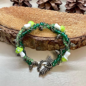 Woodland Mushroom twisted bracelet Pinecone Fairy Cosplay Cottagecore magic touch goblin core green witch jewellery ren faire Elvish Gift