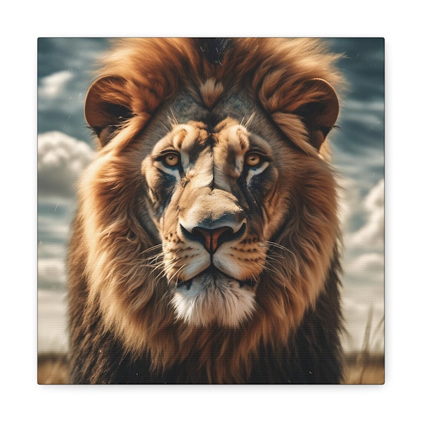 Gallery Canvas Wraps Square Ai Art Design Print Creation 6 10 12 Male Lion Animal Majestic Wildlife Forrest