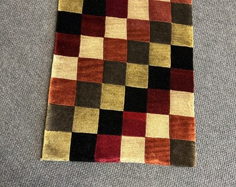 Checkerboard design, Geometric, square, multi color, Fine Wool , Hand made , Hand Knotted Rug