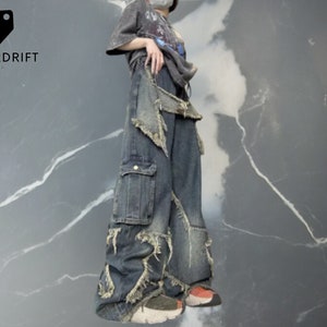Unisex Denim Pants | Multi Pocket Oversized Trousers | Streetwear Cargo