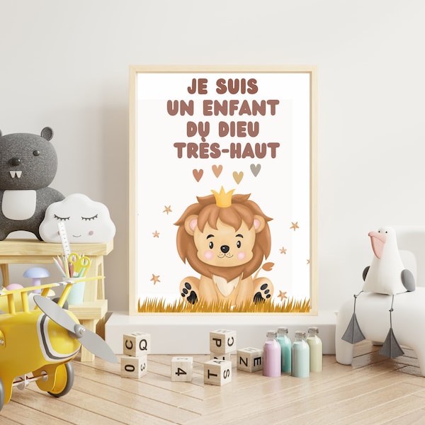 Affiche Chrétienne pour Enfants - Décoration Murale Verset Biblique