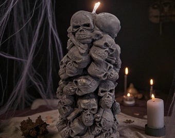 Gothic Skull Candle: Handmade Soy Wax Halloween Wedding Candle, Gothic Decor